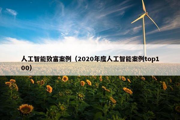 人工智能致富案例（2020年度人工智能案例top100）