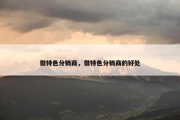 做特色分销商，做特色分销商的好处