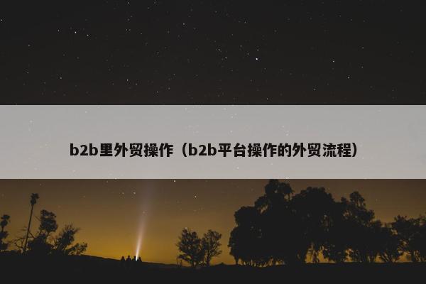 b2b里外贸操作（b2b平台操作的外贸流程）