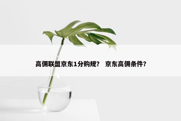 高佣联盟京东1分购规？ 京东高佣条件？