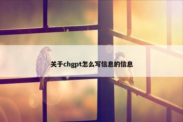 关于chgpt怎么写信息的信息