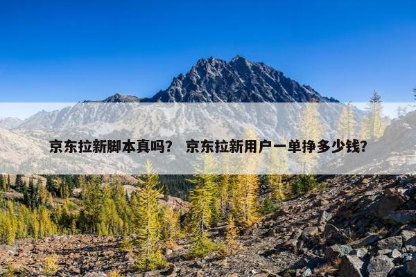 京东拉新脚本真吗？ 京东拉新用户一单挣多少钱？