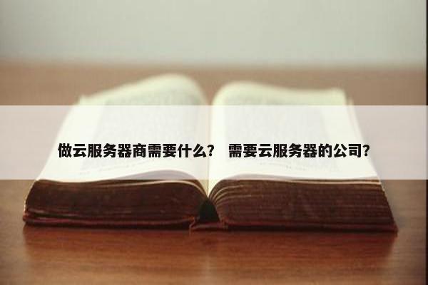 做云服务器商需要什么？ 需要云服务器的公司？