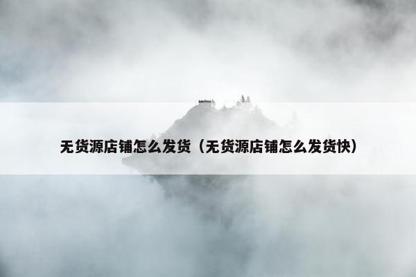 无货源店铺怎么发货（无货源店铺怎么发货快）