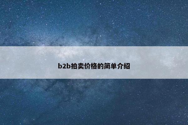 b2b拍卖价格的简单介绍