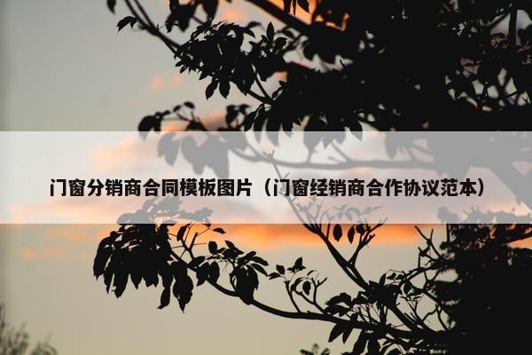 门窗分销商合同模板图片（门窗经销商合作协议范本）