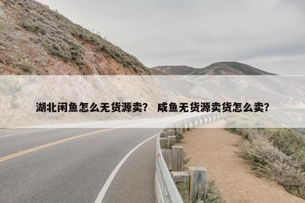 湖北闲鱼怎么无货源卖？ 咸鱼无货源卖货怎么卖？
