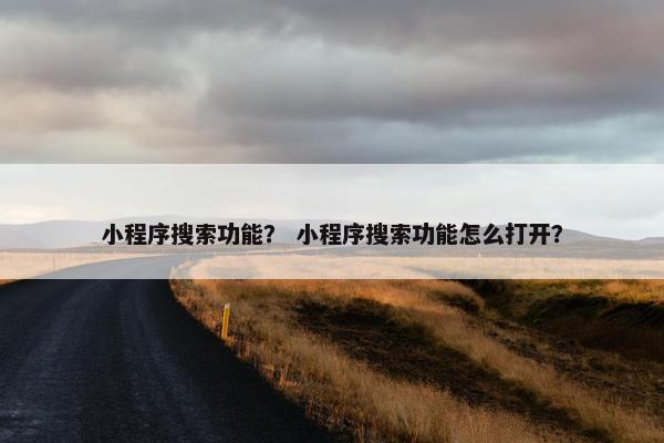小程序搜索功能？ 小程序搜索功能怎么打开？