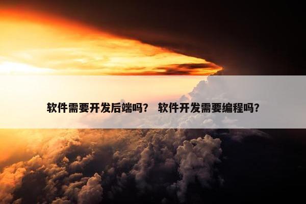 软件需要开发后端吗？ 软件开发需要编程吗？