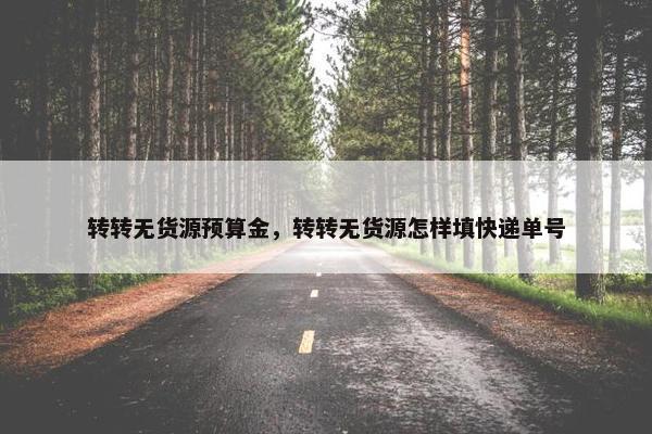 转转无货源预算金，转转无货源怎样填快递单号