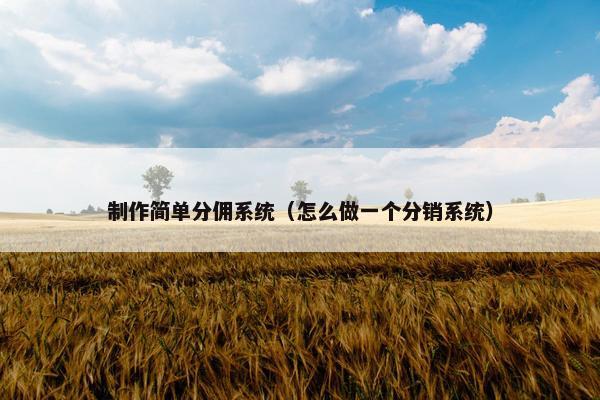 制作简单分佣系统（怎么做一个分销系统）