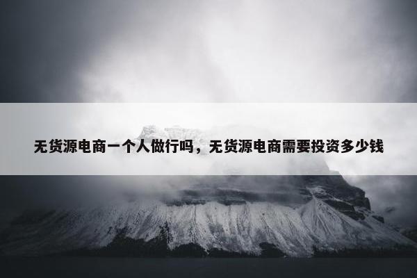 无货源电商一个人做行吗，无货源电商需要投资多少钱