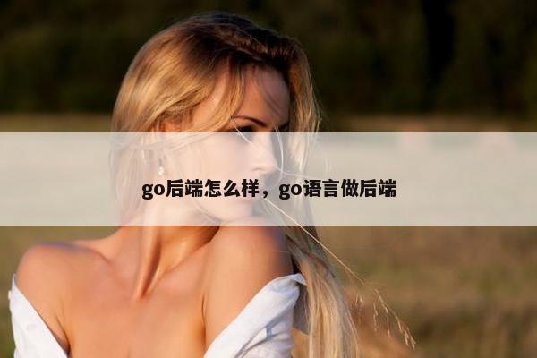 go后端怎么样，go语言做后端