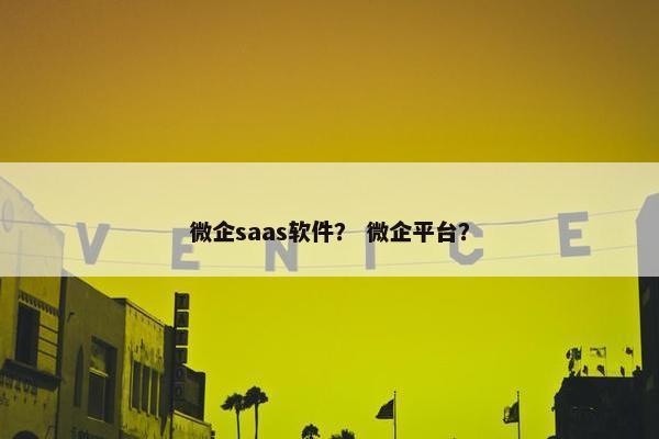 微企saas软件？ 微企平台？