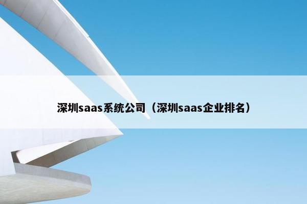 深圳saas系统公司（深圳saas企业排名）