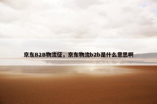 京东B2B物流征，京东物流b2b是什么意思啊