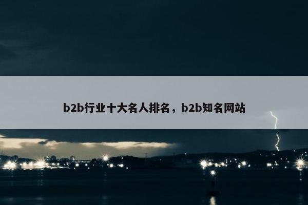 b2b行业十大名人排名，b2b知名网站