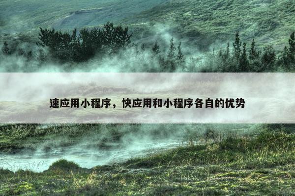 速应用小程序，快应用和小程序各自的优势