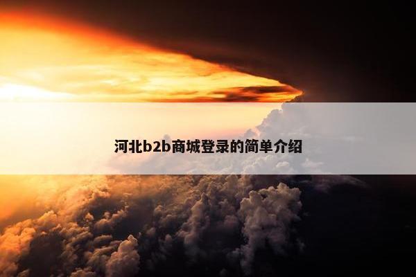 河北b2b商城登录的简单介绍