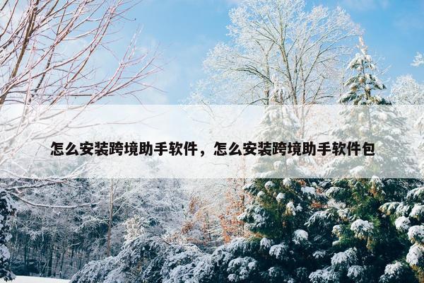 怎么安装跨境助手软件，怎么安装跨境助手软件包