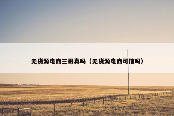无货源电商三哥真吗（无货源电商可信吗）
