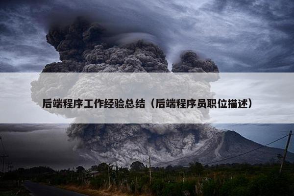 后端程序工作经验总结（后端程序员职位描述）