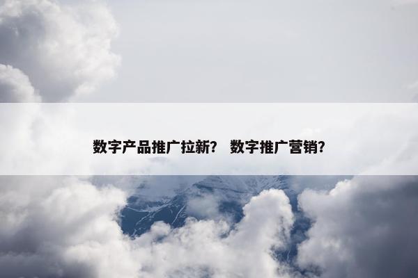 数字产品推广拉新？ 数字推广营销？