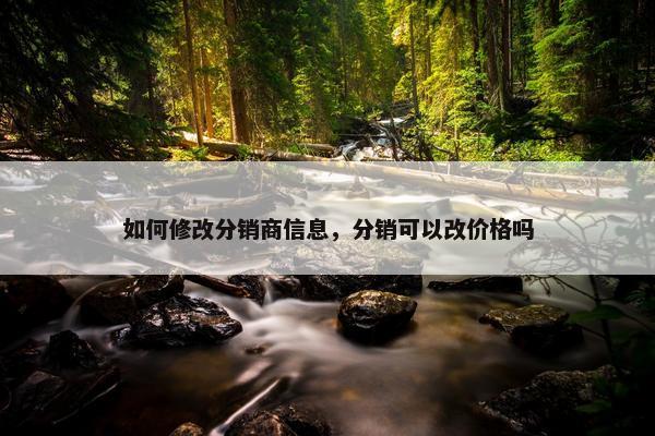 如何修改分销商信息，分销可以改价格吗
