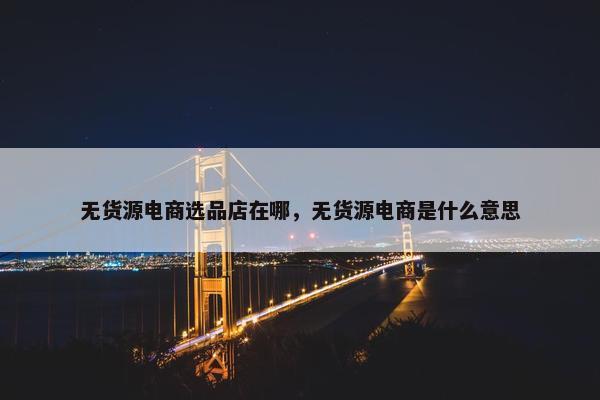 无货源电商选品店在哪，无货源电商是什么意思