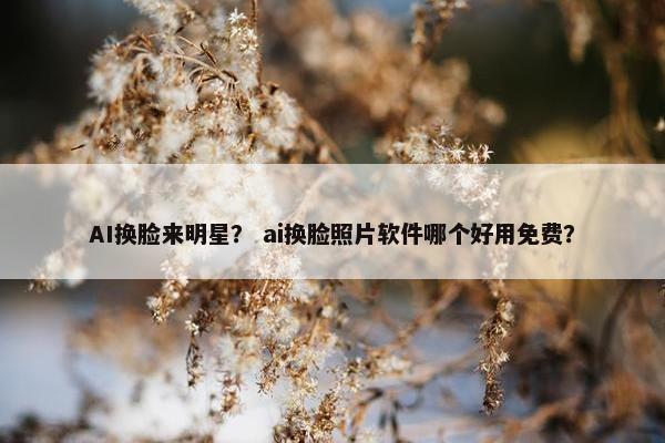AI换脸来明星？ ai换脸照片软件哪个好用免费？