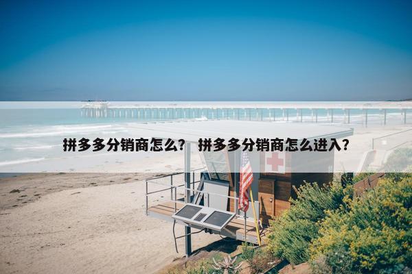拼多多分销商怎么？ 拼多多分销商怎么进入？