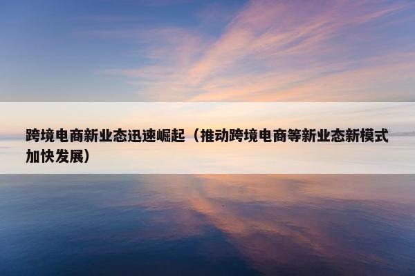 跨境电商新业态迅速崛起（推动跨境电商等新业态新模式加快发展）