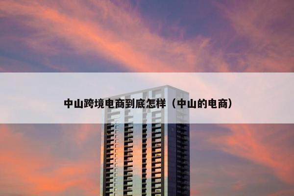 中山跨境电商到底怎样（中山的电商）