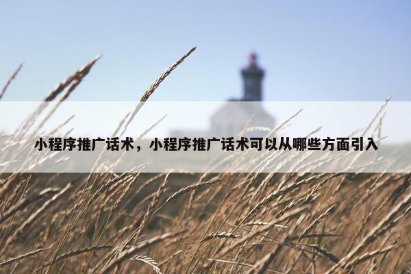 小程序推广话术，小程序推广话术可以从哪些方面引入