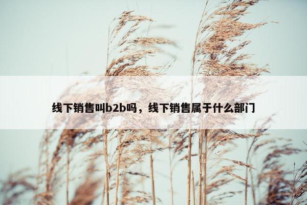 线下销售叫b2b吗，线下销售属于什么部门