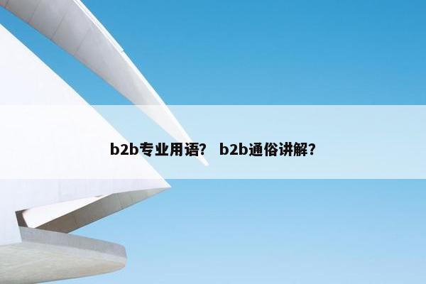 b2b专业用语？ b2b通俗讲解？