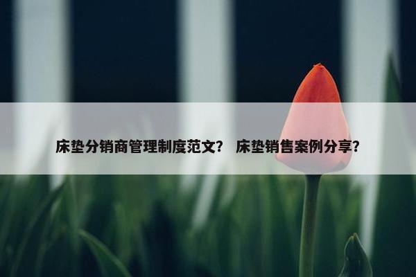 床垫分销商管理制度范文？ 床垫销售案例分享？