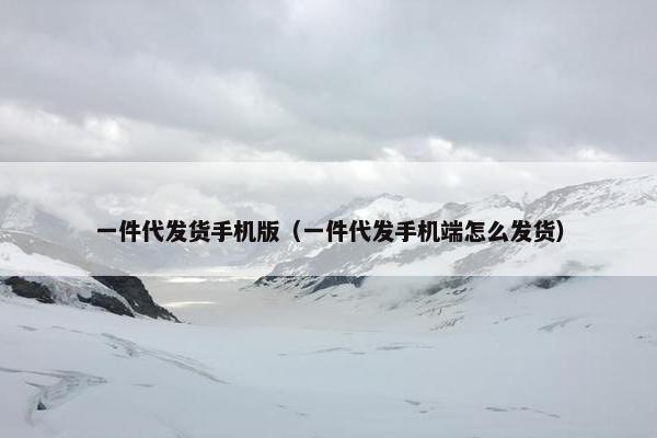 一件代发货手机版（一件代发手机端怎么发货）