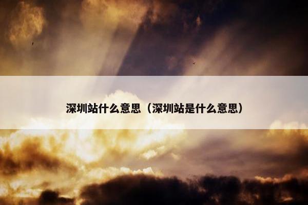 深圳站什么意思（深圳站是什么意思）