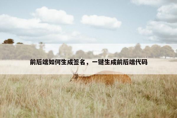前后端如何生成签名，一键生成前后端代码