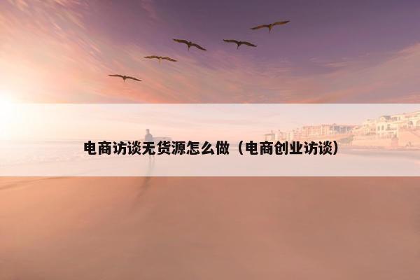 电商访谈无货源怎么做（电商创业访谈）
