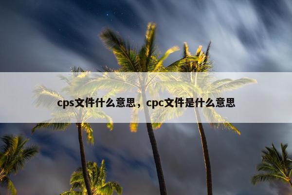 cps文件什么意思，cpc文件是什么意思