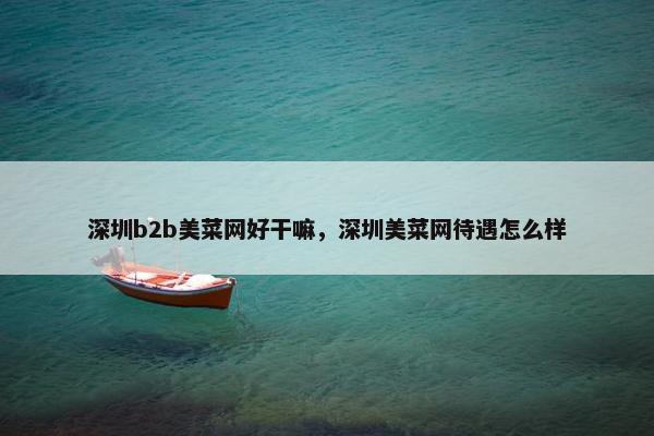 深圳b2b美菜网好干嘛，深圳美菜网待遇怎么样