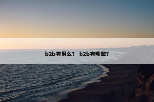 b2b有用么？ b2b有哪些？