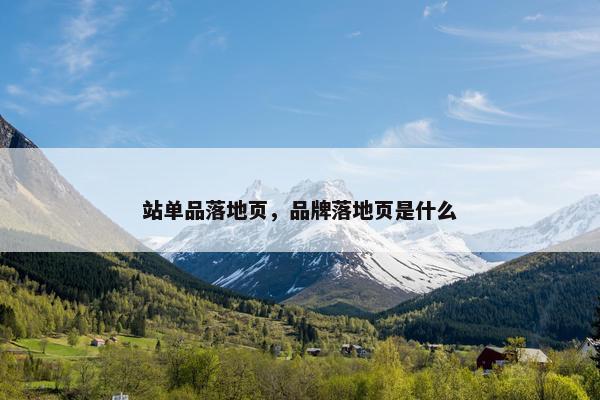 站单品落地页，品牌落地页是什么