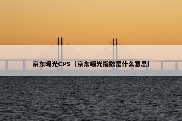 京东曝光CPS（京东曝光指数是什么意思）