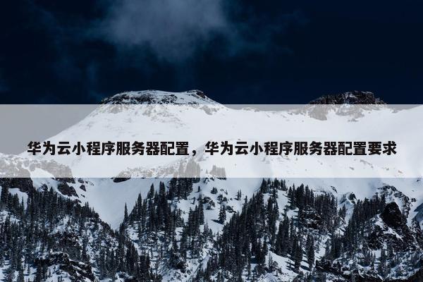 华为云小程序服务器配置，华为云小程序服务器配置要求