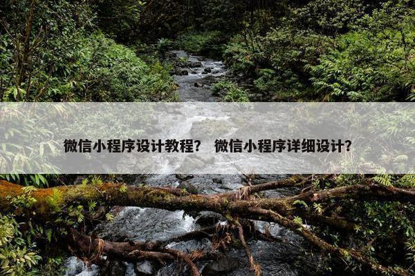 微信小程序设计教程？ 微信小程序详细设计？