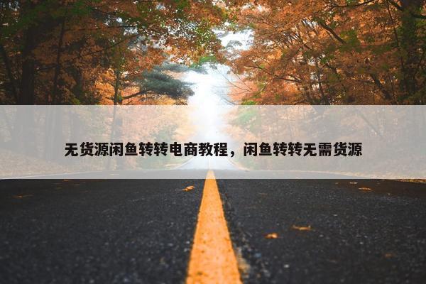 无货源闲鱼转转电商教程，闲鱼转转无需货源