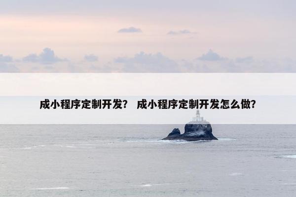 成小程序定制开发？ 成小程序定制开发怎么做？